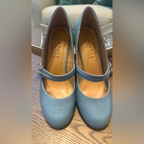 Journee Collection Light Blue Mary Jane Flats - Picture 4 of 6